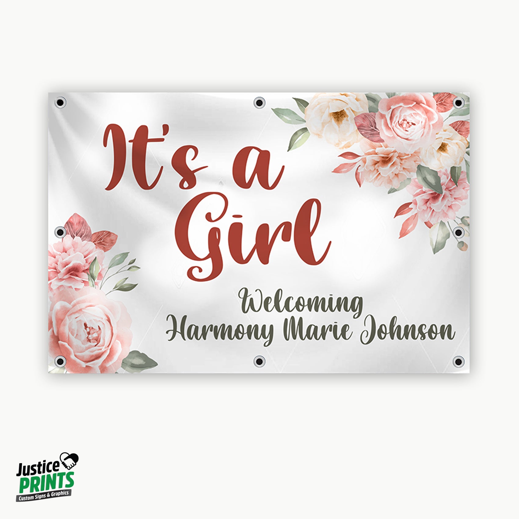 thumbnail image 2 of Personalised Baby Shower Poster Sign – Flowers Theme – ANY Name – A1 A2 A3 A4 – MADVINYL 2 of 5